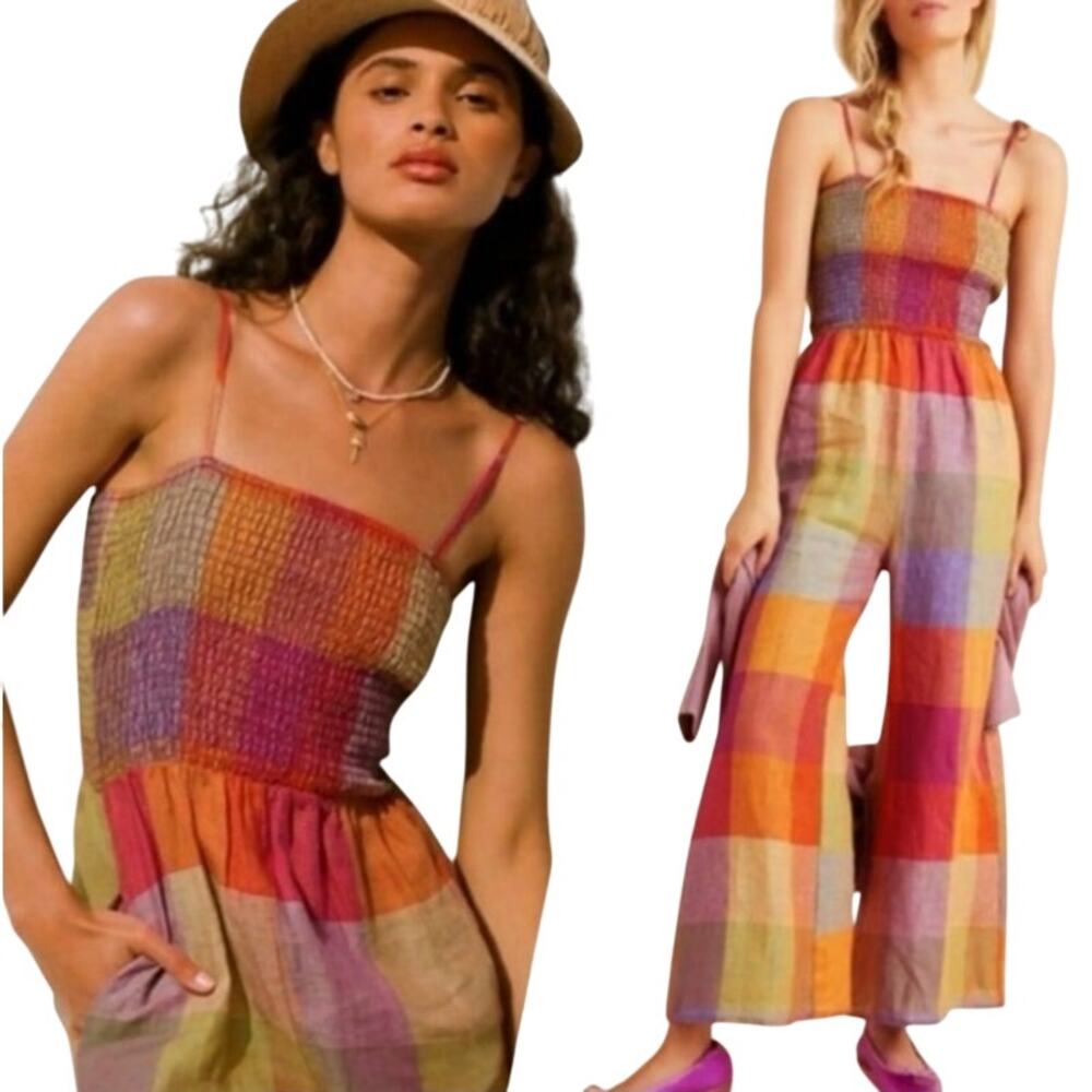 Anthropologie Multicolor Plaid Jumpsuit